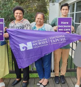 NZNO delegates on the negotiating team are (left to right) health-care assistants Barbara Too Too, Veniana Rabo and Mata Ariki, and registered nurses Robin Moll and Therese Tating.