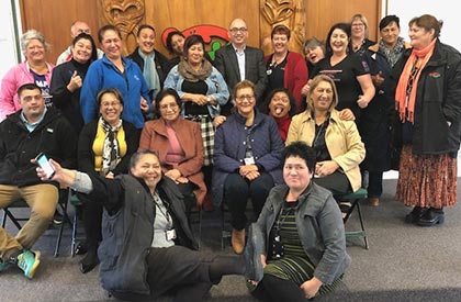 Ngāti Hine Health Trust staff celebrate their new site collective agreement.