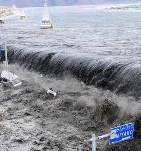 The catastrophic tsunami which followed the March 2011 earthquake in Japan.