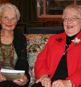 Nan Kinross (right) with Norma Chick at the 2006 launch of their book, Chalk and Cheese
