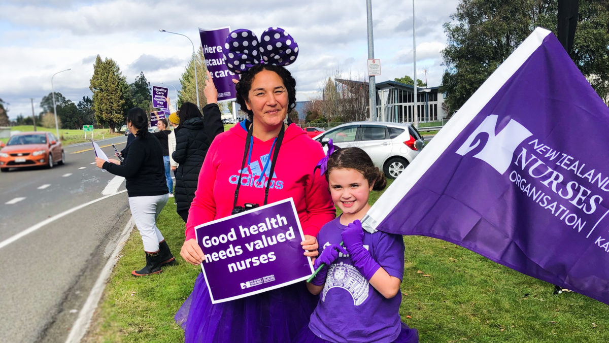 Four corners of Aotearoa turn purple as nurses hit streets