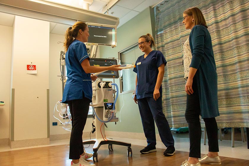 Wellington ICU nurse educator Tracy Klap, left with surge nurse Catherine McKnight (centre) and Tania Mitchell.
