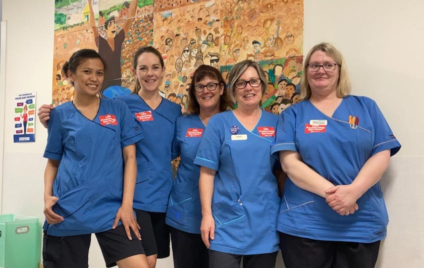 NZNO delegate Debbie Handisides (second from right) and some of the LPS team at Canterbury DHB's Burwood Hospital last month.