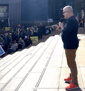 Haim Ainsworth is a 37-year veteran nurse and staff nurse at Starship Children’s Hospital in Auckland. He brought the house down when he took to the stage to speak at Auckland's strike action rally which saw thousands of nurses turn out.