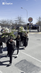 A hell of a funeral -- coffins on streets