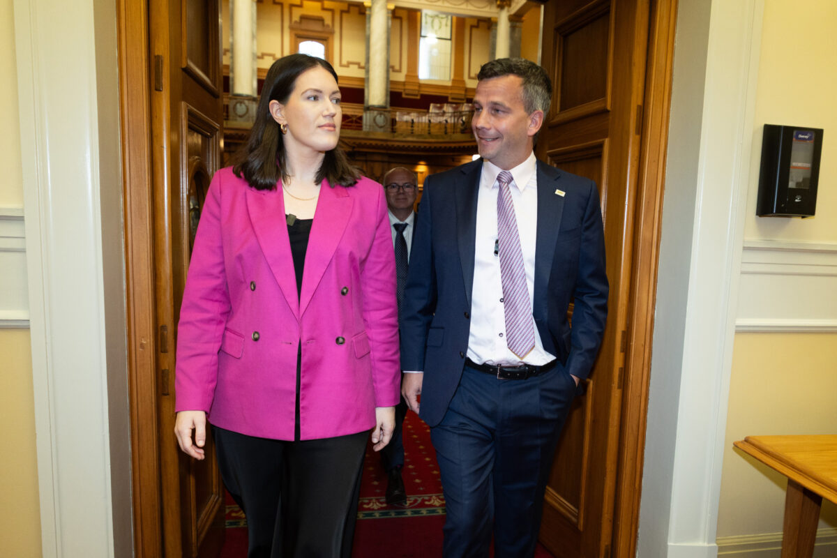 ACT deputy leader Brooke van Velden with leader David Seymour. Credit: Stuff Digital