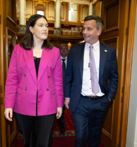ACT deputy leader Brooke van Velden with leader David Seymour. Credit: Stuff Digital